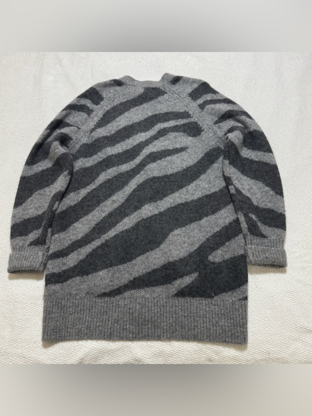 Banana Republic Sz M oversized grey/black alpaca blend zebra-print knit cardigan - Picture 13 of 13